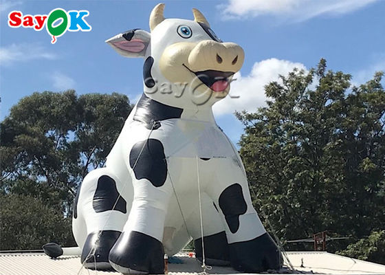 Blow Up Cartoon Characters PVC Tarpaulin Lifesize Inflatable Milk Cow For Farm Decoration
