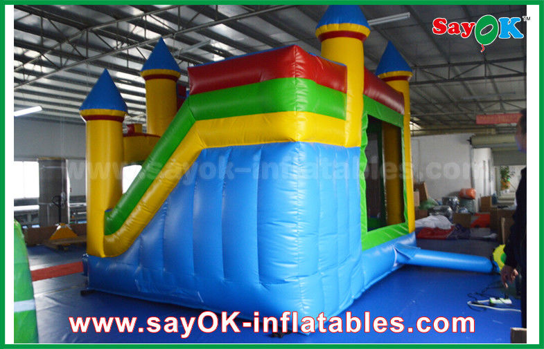 Children Blue / Yellow Commercial Inflatable Bounce House With Slide 3 Years Warranty