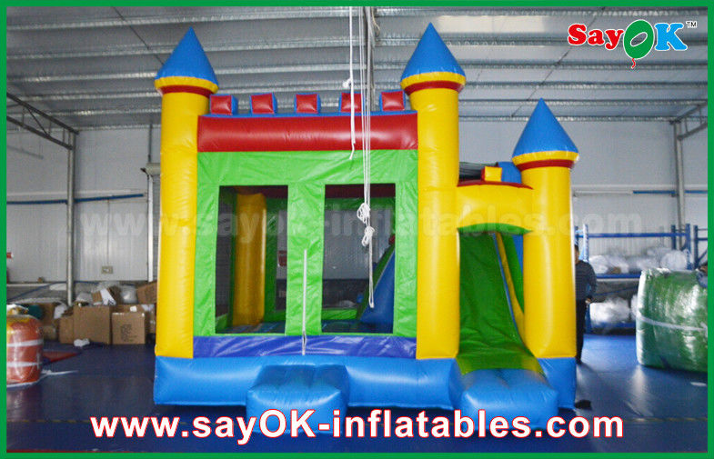 Children Blue / Yellow Commercial Inflatable Bounce House With Slide 3 Years Warranty