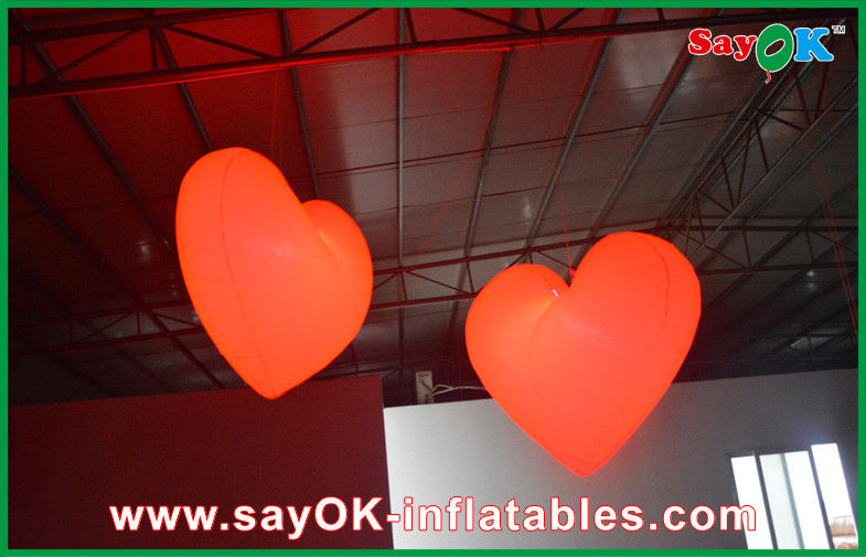 Wedding Romantic Hang Led Inflatable Heart With 190T Nylon Cloth