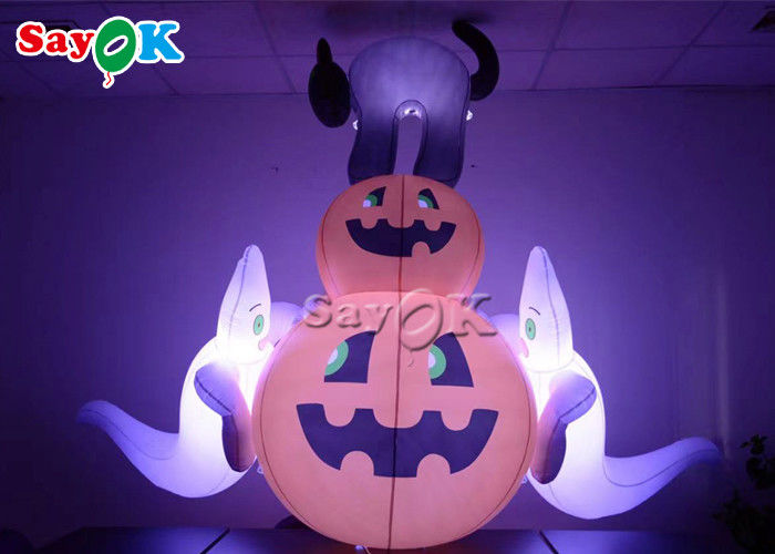OEM Inflatable Holiday Decorations Halloween Decor Airblown Pumpkin Black Cat With White Ghost