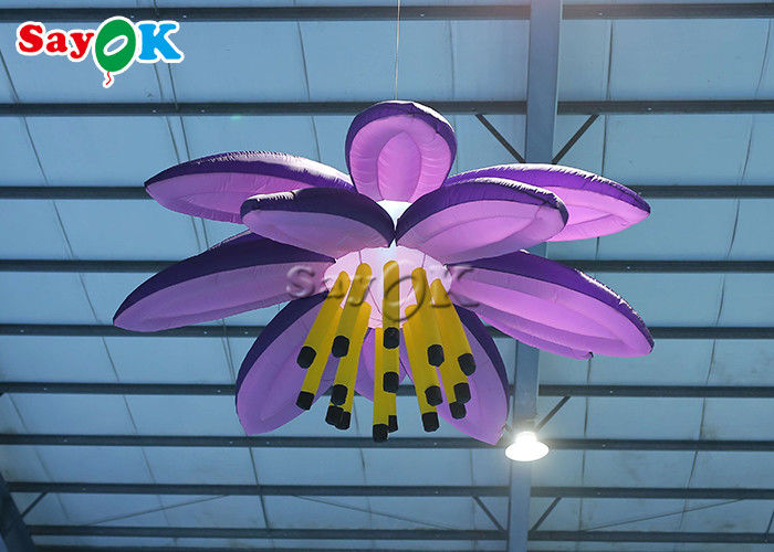Customized 10ft Inflatable Lighting Decoration Led Lily Flower For Wedding Christmas