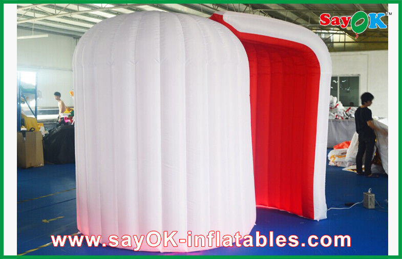 Portable Photo Booth Durable White Inflatable Photobooth , Lighting Blow-Up Photo Booth Tent