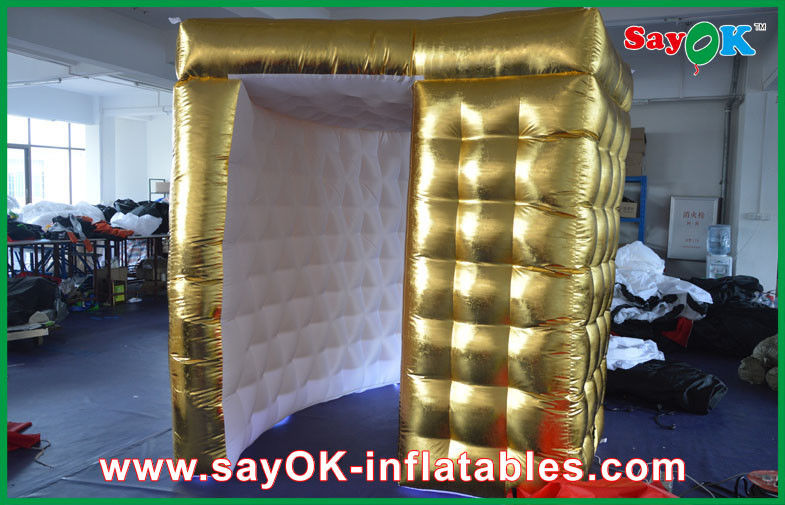 Golden LED Inflatable Photo Booth /  Strong Oxford Cloth Photobooth With LED Light