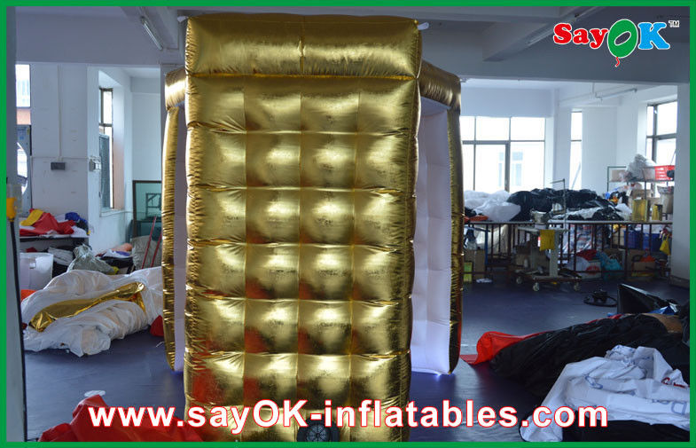 Golden LED Inflatable Photo Booth /  Strong Oxford Cloth Photobooth With LED Light