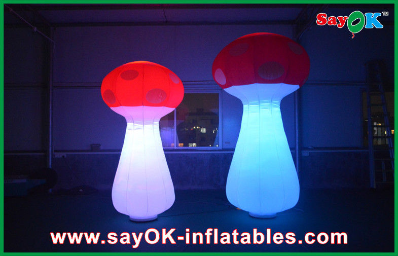 Indoor Inflatable Lighting Decoration , Red Led Inflatable Mushroom