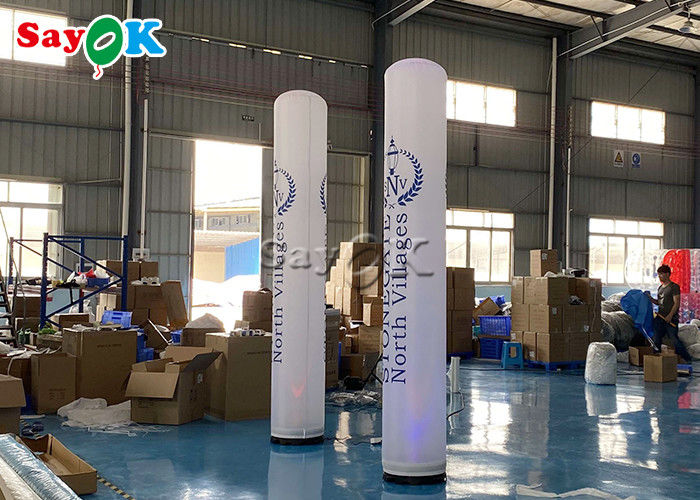3m White Led Lighting Inflatable Pillar With Printing Outdoor Advertising