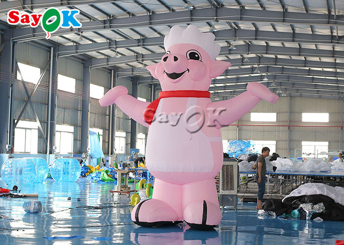 Inflatable Advertising Balloons 4m 13ft Mascot Pink Blow Up Cartoon Characters Pig Cook Model For Restaurant Opening