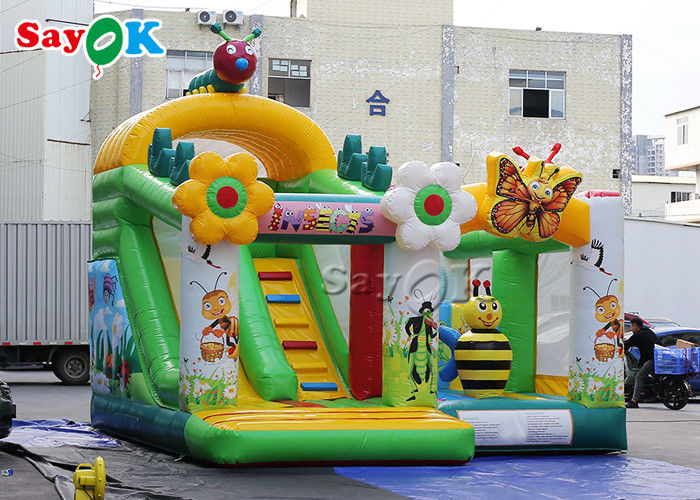 5.5x5x4mH Butterfly Bee Insect Theme Inflatable Bounce House Slide With Flower